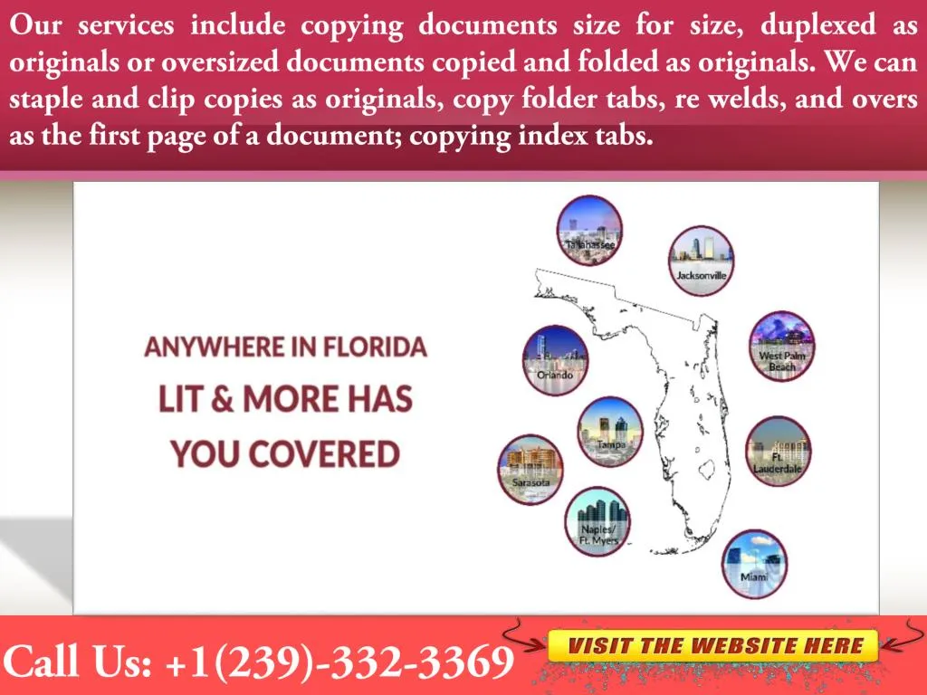 our services include copying documents size