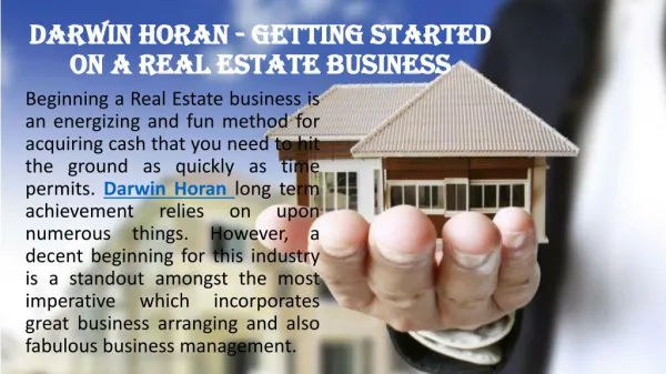 Darwin Horan - Getting Started on A Real Estate Business