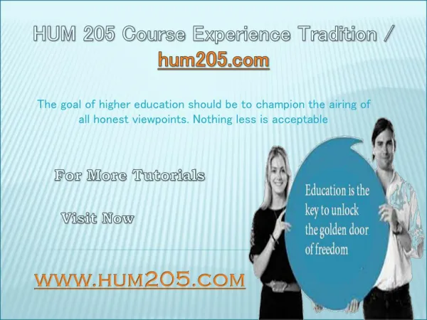 HUM 205 Course Experience Tradition / hum205.com