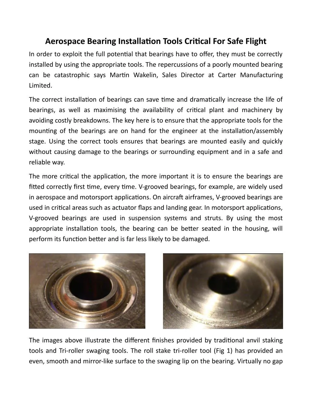 aerospace bearing installation tools critical