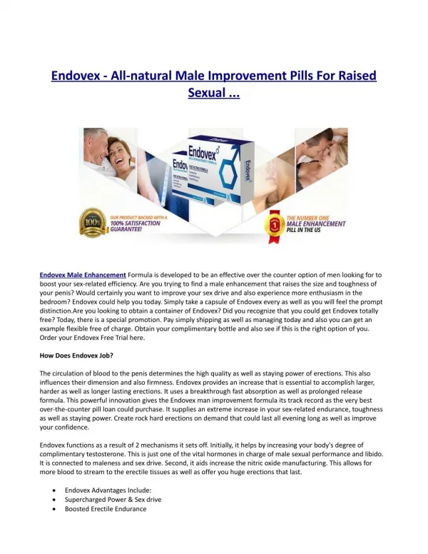 Does Endovex Male Improvement work?