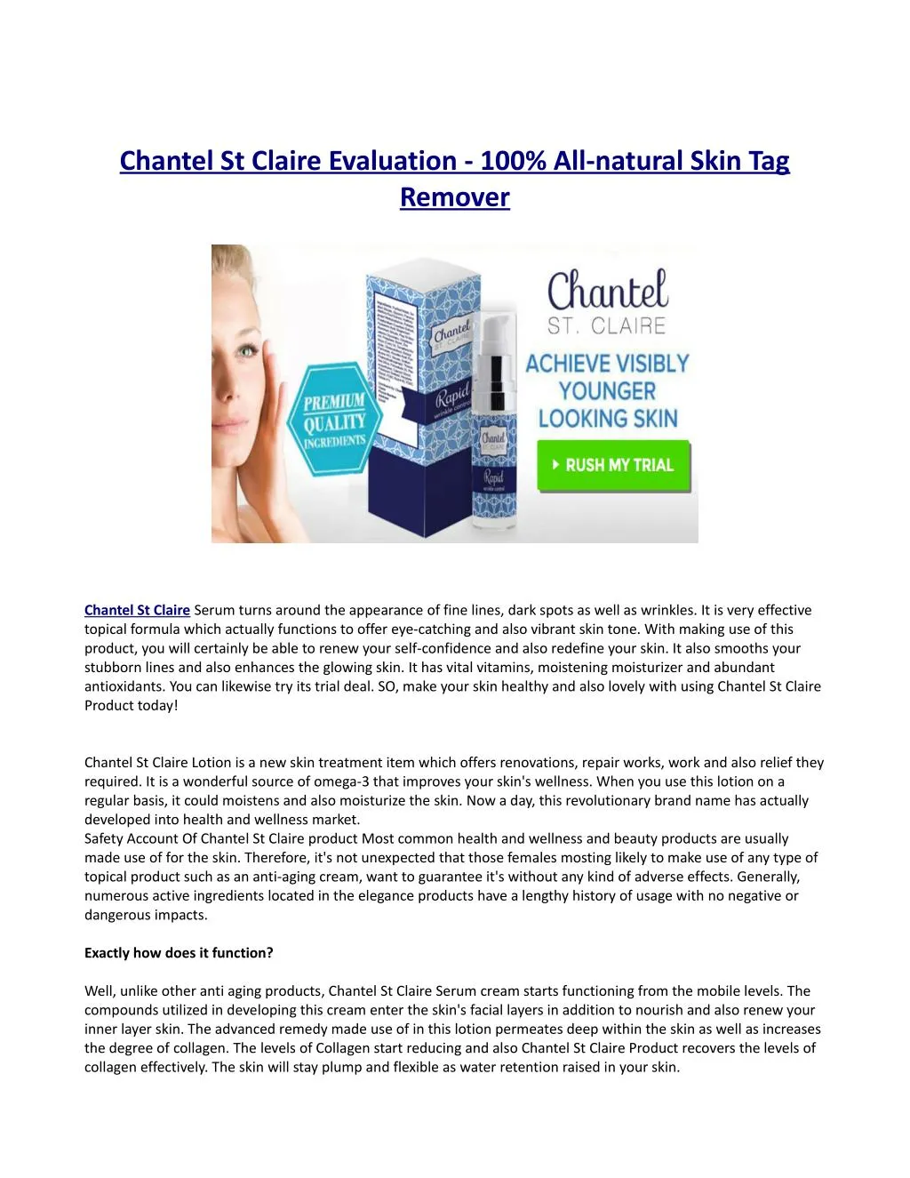 chantel st claire evaluation 100 all natural skin