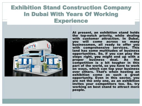 Exhibition Stand Construction Company In Dubai With Years