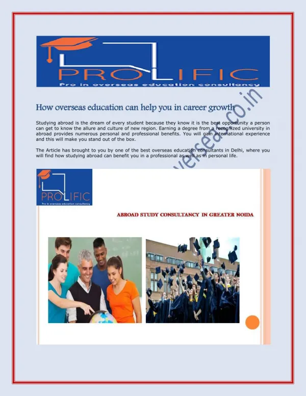 Prolifi COverseas - How overseas education can help you in career growth