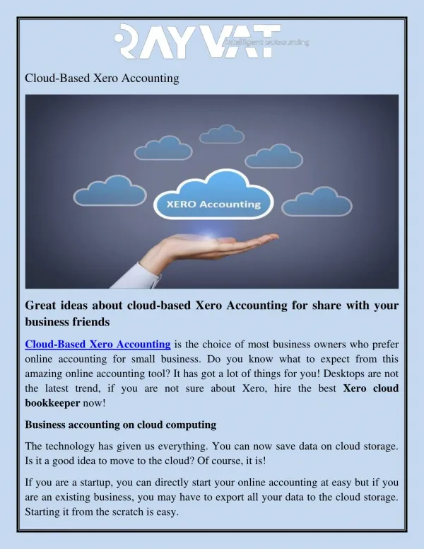 Cloud Based Xero Bookkeeping Services