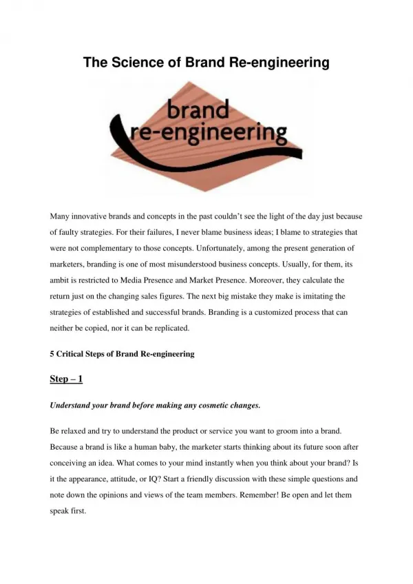 The Science of Brand Re-engineering