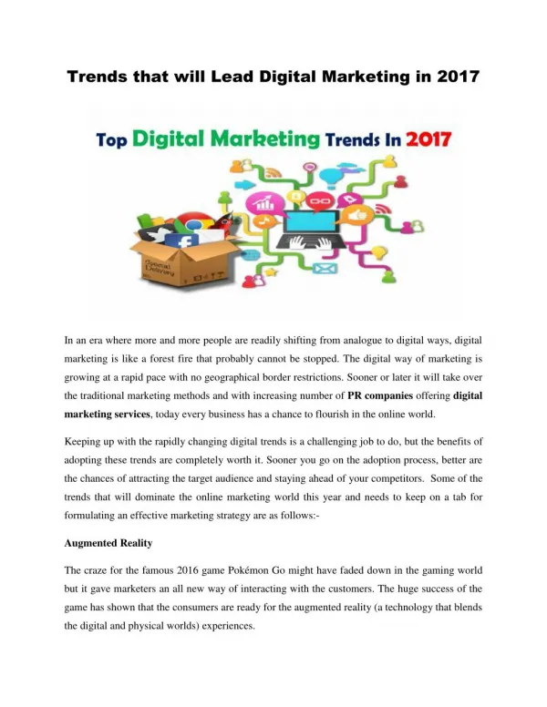 Digital marketing trends for the year 2017