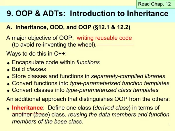 9. OOP ADTs: Introduction to Inheritance