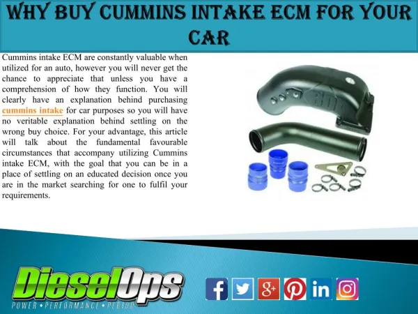Why Buy Cummins Intake ECM for Your Car