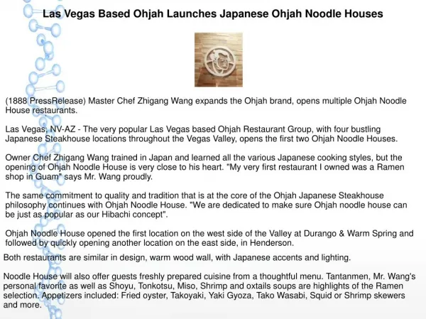 Las Vegas Based Ohjah Launches Japanese Ohjah Noodle Houses