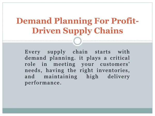 Adexa’s applications from demand planning to supply chain planning