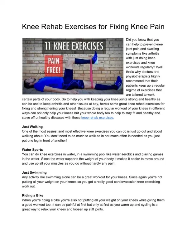11 Knee rehab exercises to fix knee pain