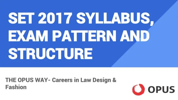 SET 2017 Syllabus, Exam pattern and Structure
