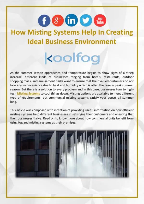 How Misting Systems Help In Creating Ideal Business Environment