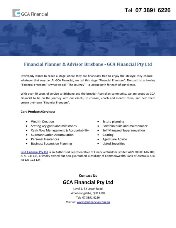 Financial Planner & Advisor Brisbane - GCA Financial Pty Ltd