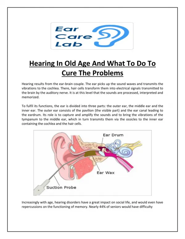 Hearing In Old Age And What To Do To Cure The Problems