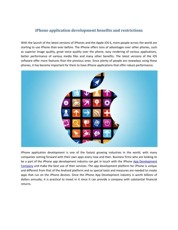 iPhone application development benefits and restrictions