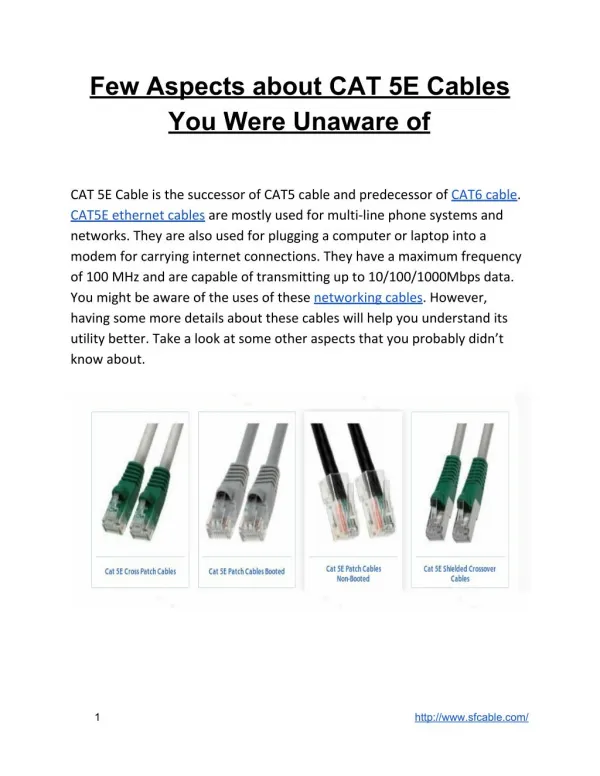 Few Aspects about CAT 5E Cables You Were Unaware of