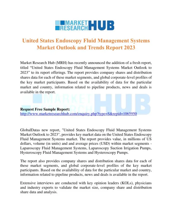 US Endoscopy Fluid Management Systems Market Outlook and Trends Report 2023