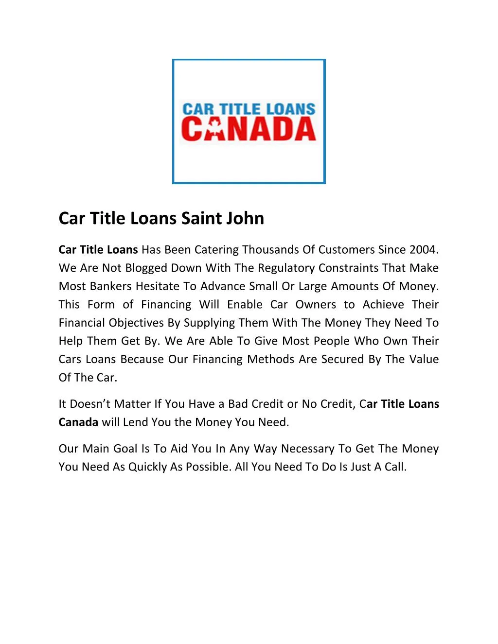 car title loans saint john