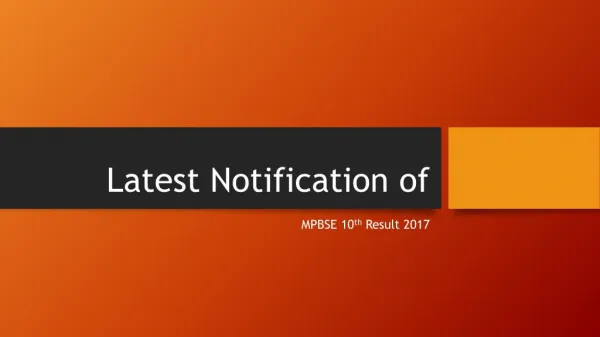 Latest notification of MPBSE 10th Result 2017