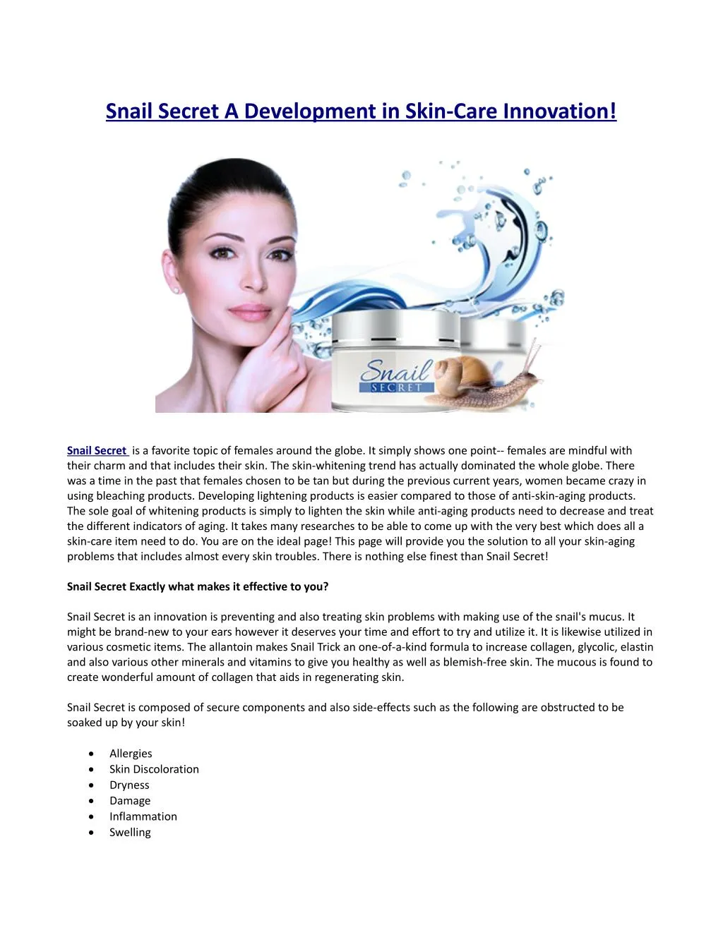 snail secret a development in skin care innovation