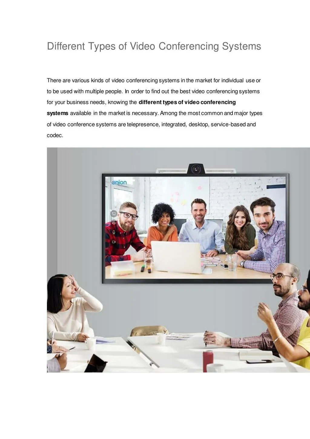 different types of video conferencing systems