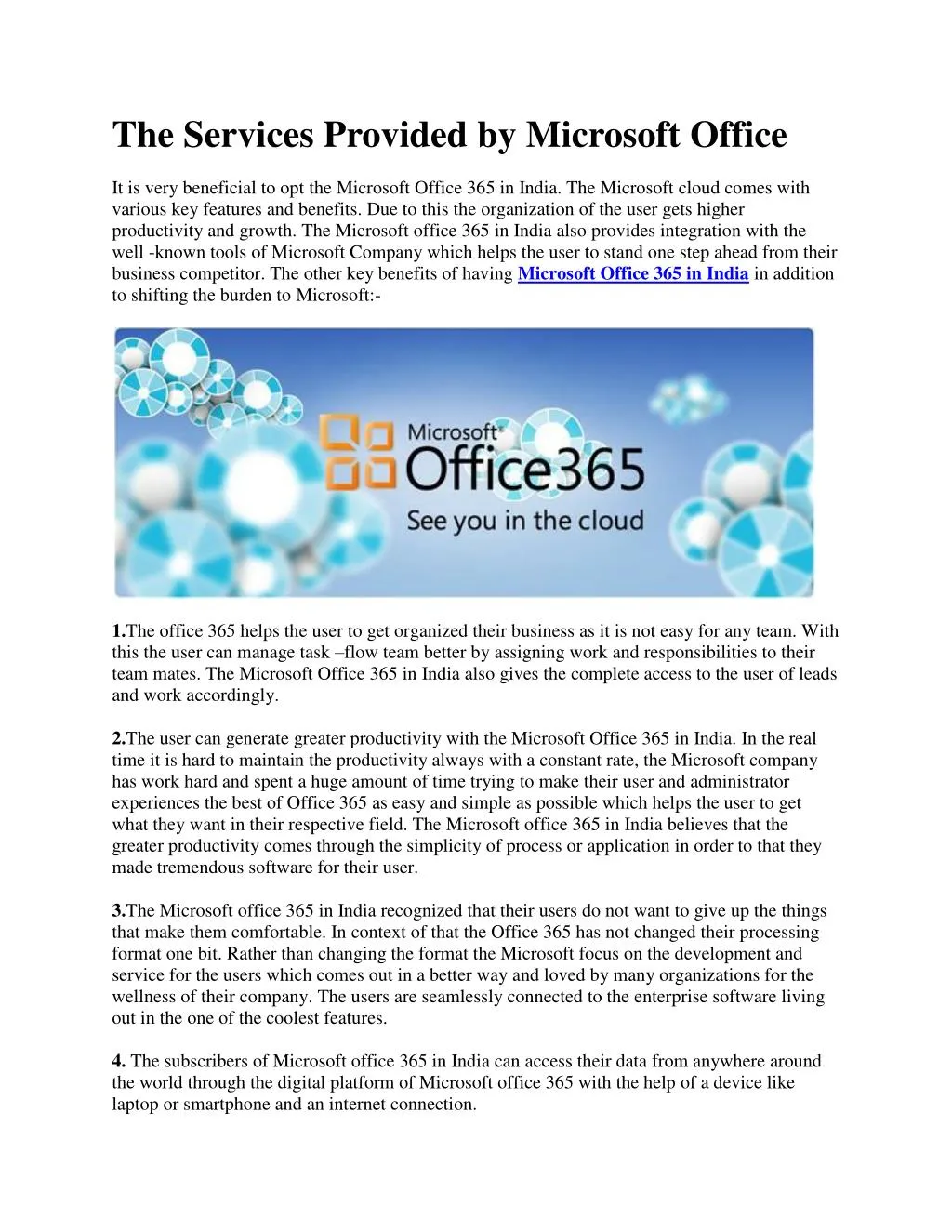 the services provided by microsoft office