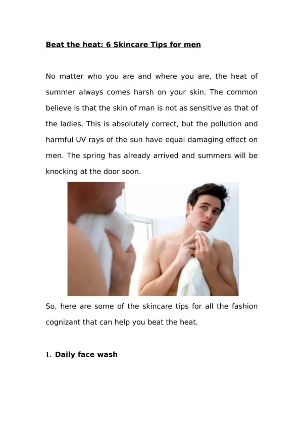 Beat the heat: 6 Skincare Tips for men