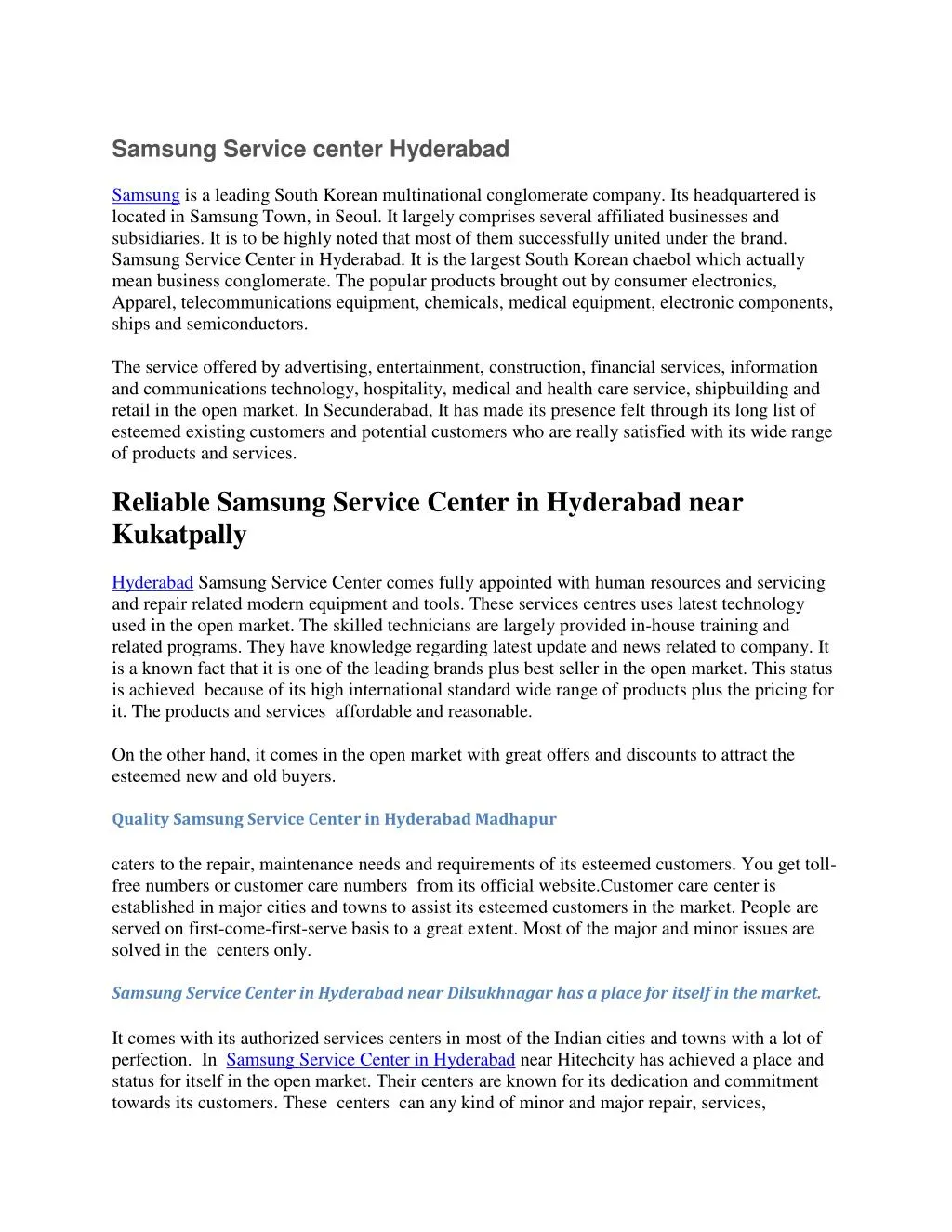 samsung service center hyderabad