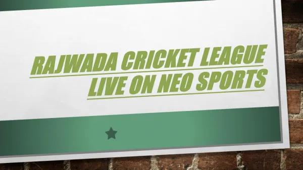 Rajwada Cricket League Live On NEO Sports