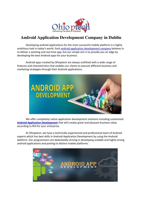 Android Application Development Company in Dublin