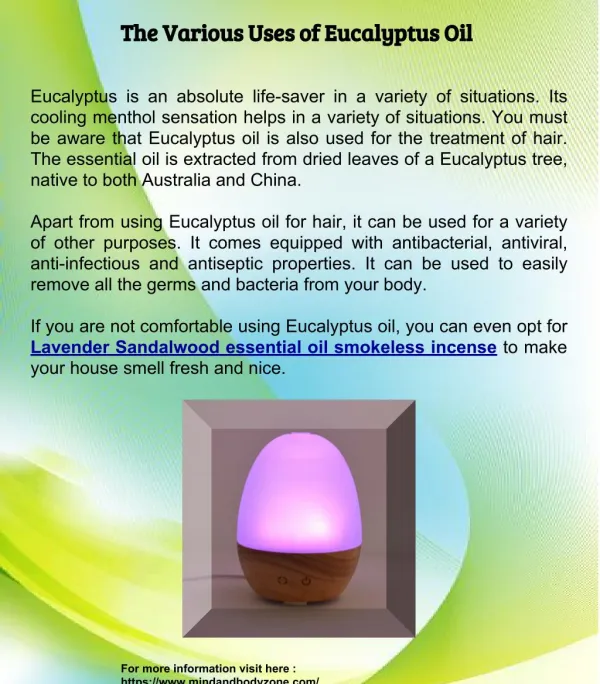 The Various Uses of Eucalyptus Oil