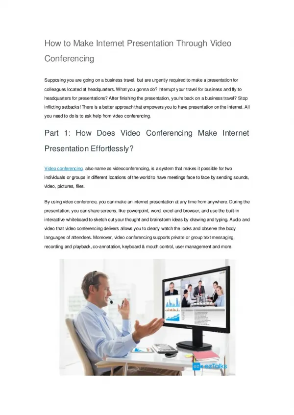 How to Make Internet Presentation Through Video Conferencing