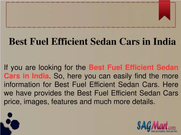 Find the List of Fuel Efficient Sedan Cars in India