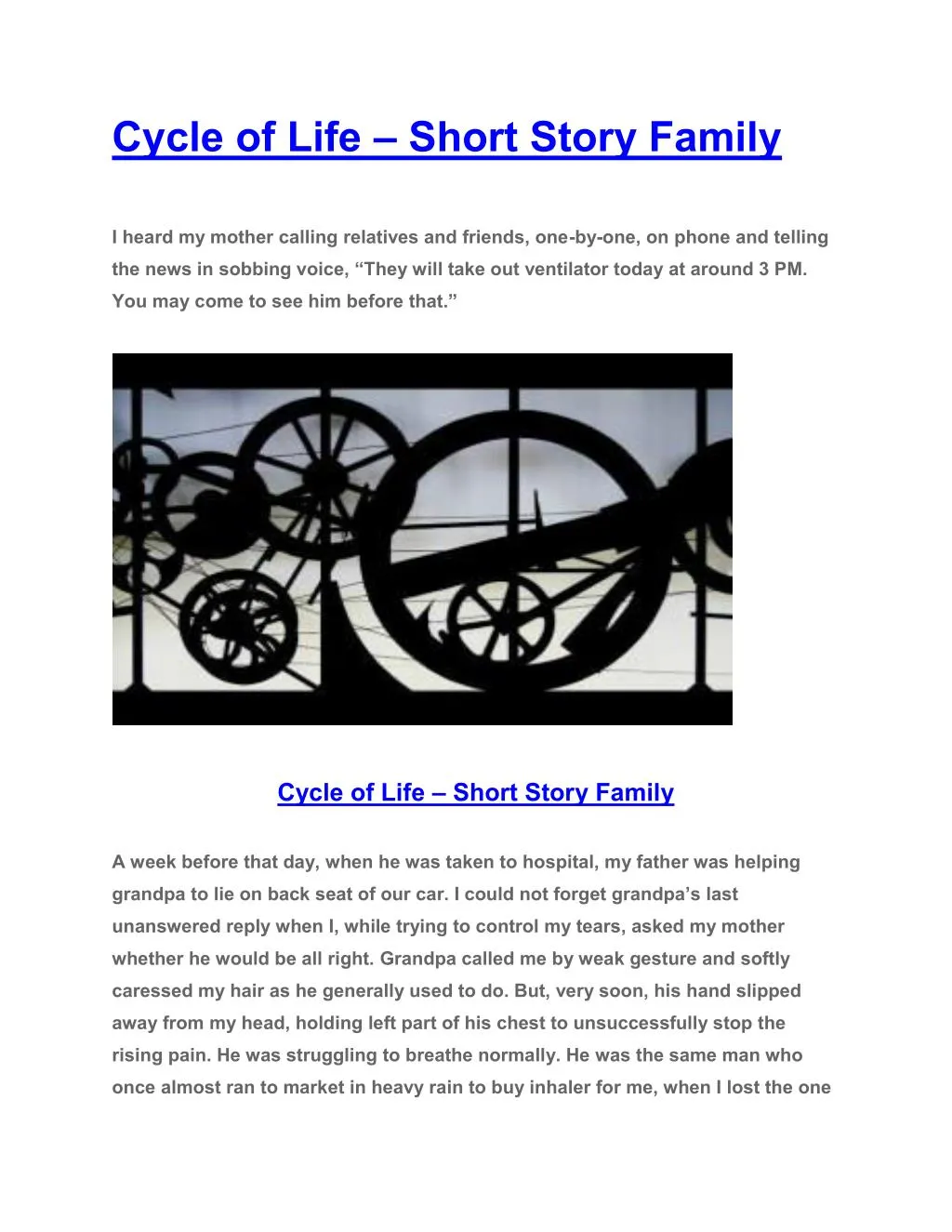 cycle of life short story family