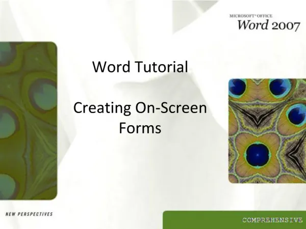 Word Tutorial Creating On-Screen Forms