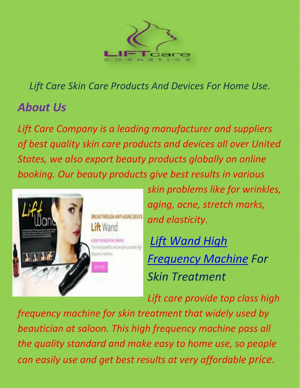 lift care skin care products and devices for home