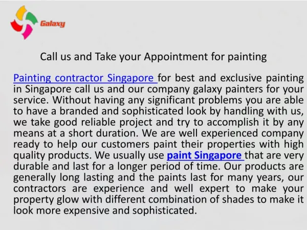 Call us and take your appointment for painting