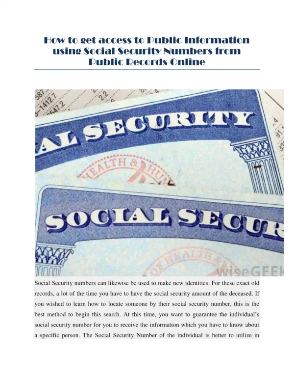 are social security numbers public information