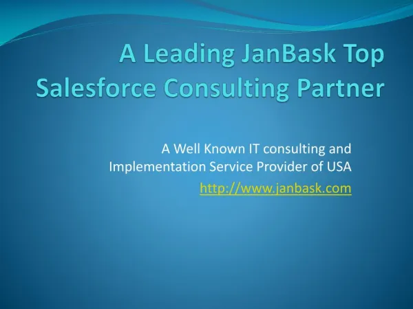 A Leading JanBask Top Salesforce Consulting Partner