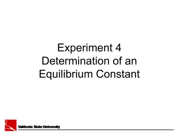 Experiment 4 Determination of an Equilibrium Constant
