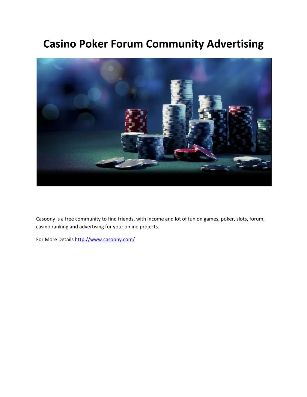 casino poker forum community advertising