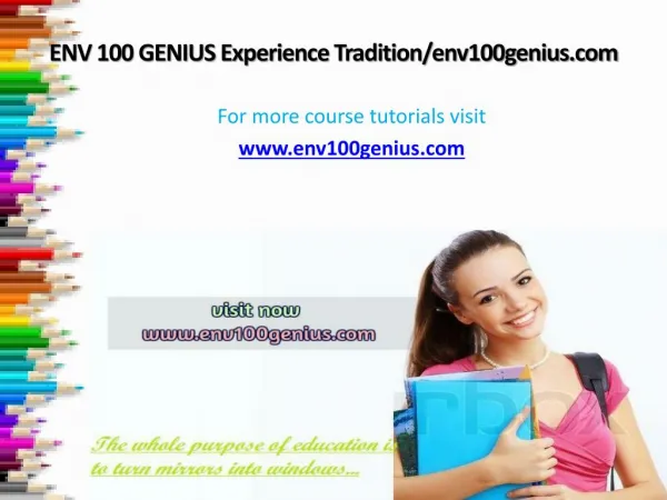 ENV 100 GENIUS Experience Tradition/env100genius.com