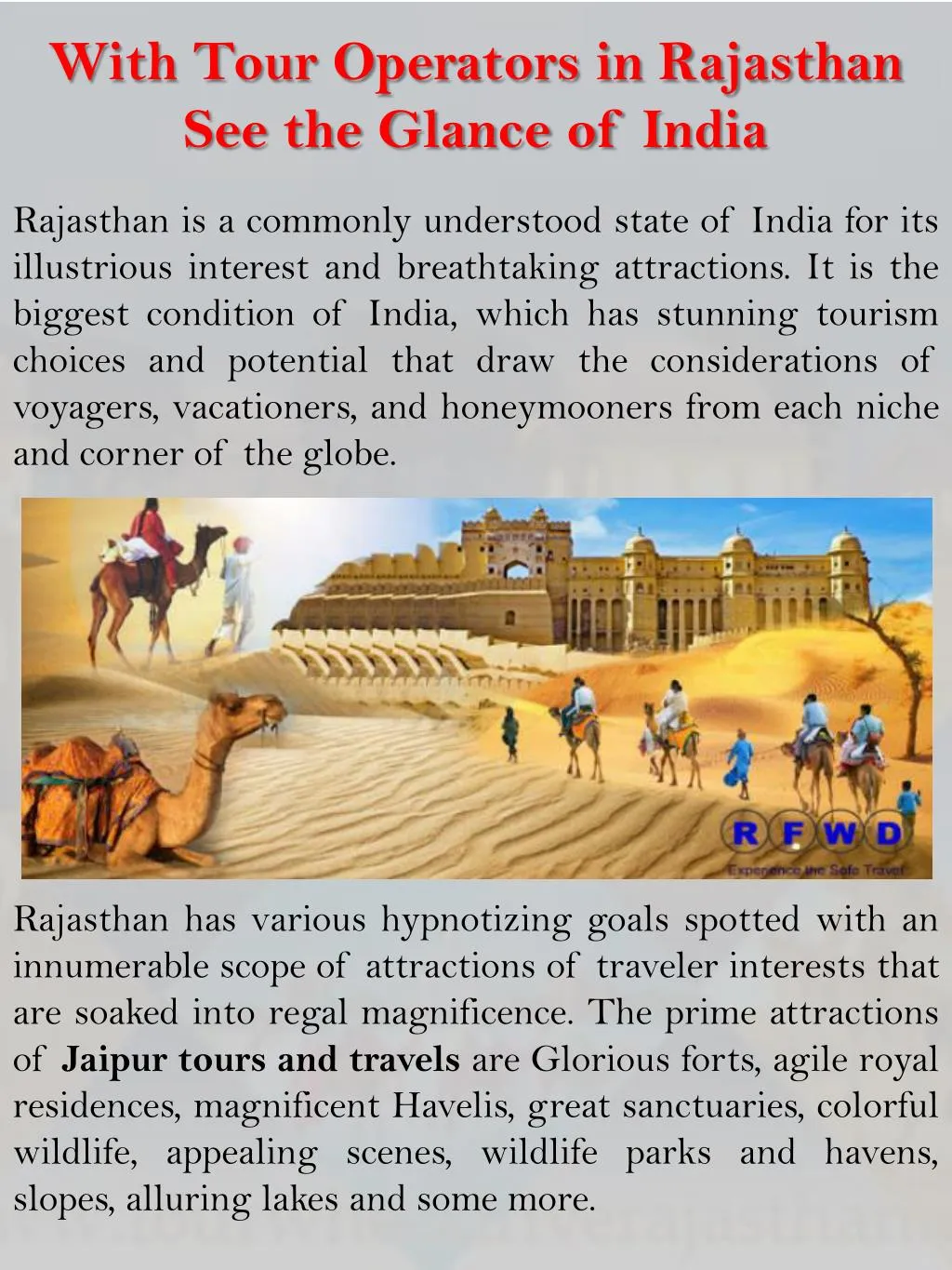 with tour operators in rajasthan see the glance