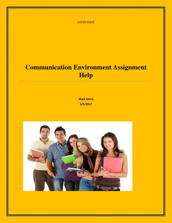 Communication Environment Assignment Help