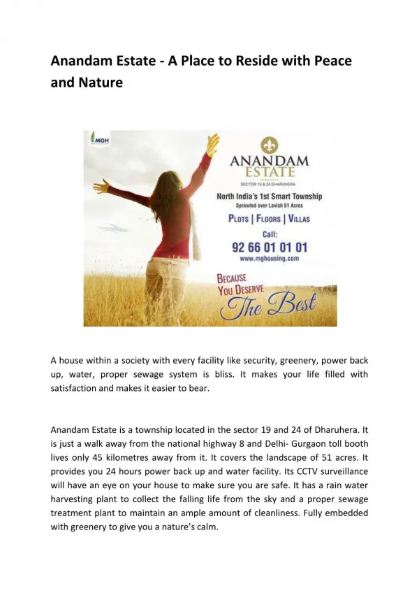Anandam Estate - A Place to Reside with Peaceand Nature
