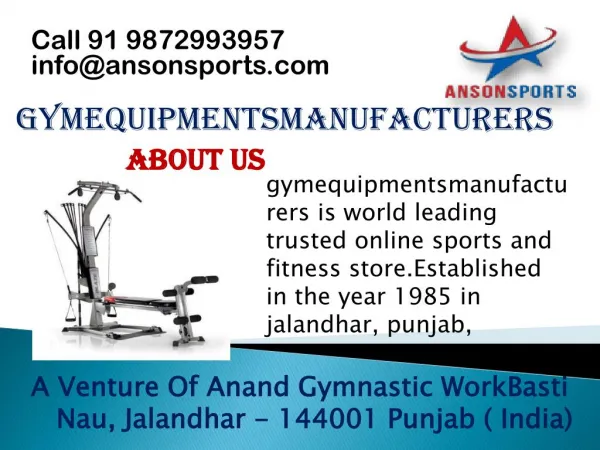 Gym & Fitness Equipments Manufacturers in Jalandhar, Punjab, India