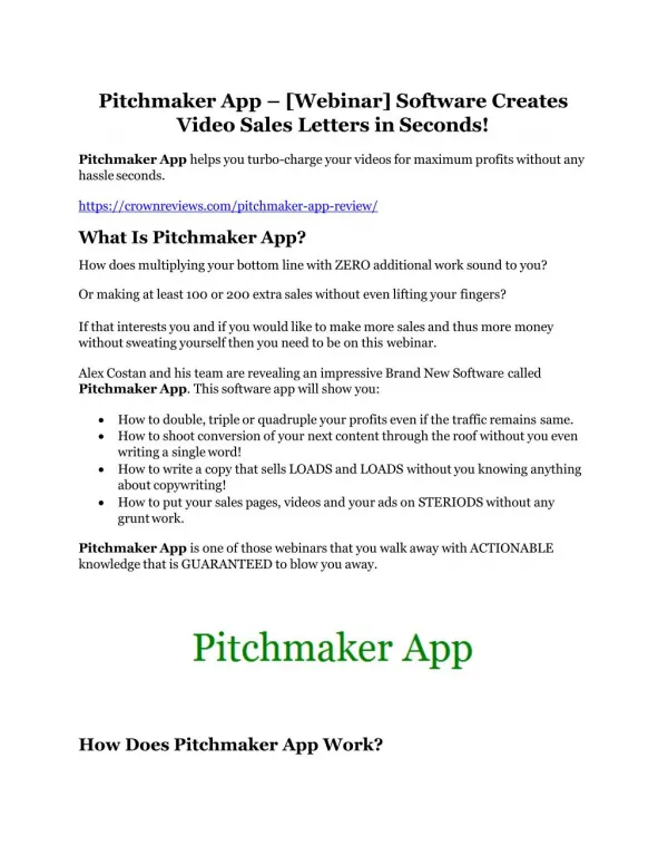 Pitchmaker App review-$26,800 bonus & discount