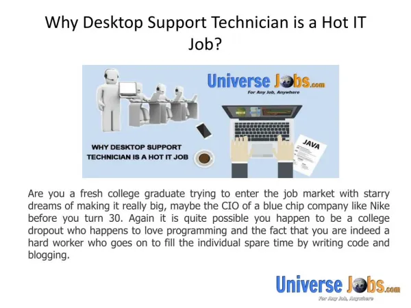 Why Desktop Support Technician is a Hot IT Job?